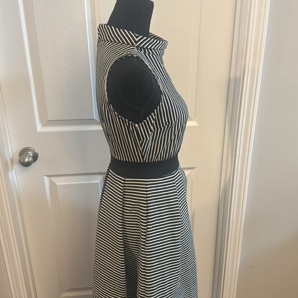 New York & Company - Eva Mendes - Stripe Fit Flare Overskirt Dress - Picture 2 of 5